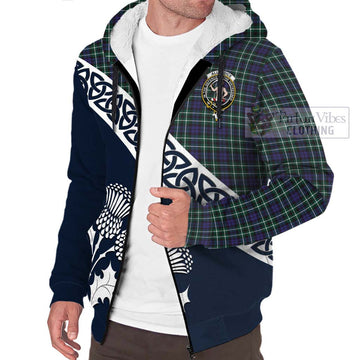 Allardice Tartan Sherpa Hoodie Featuring Thistle and Scotland Map - Tartan Vibes Clothing