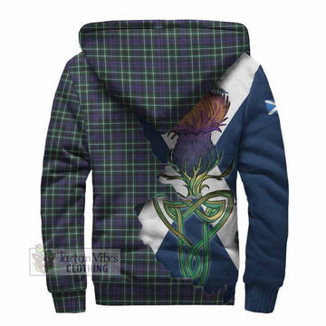 Tartan Vibes Clothing Allardice Tartan Family Crest Sherpa Hoodie Scottish Thistle Celtic Inspired