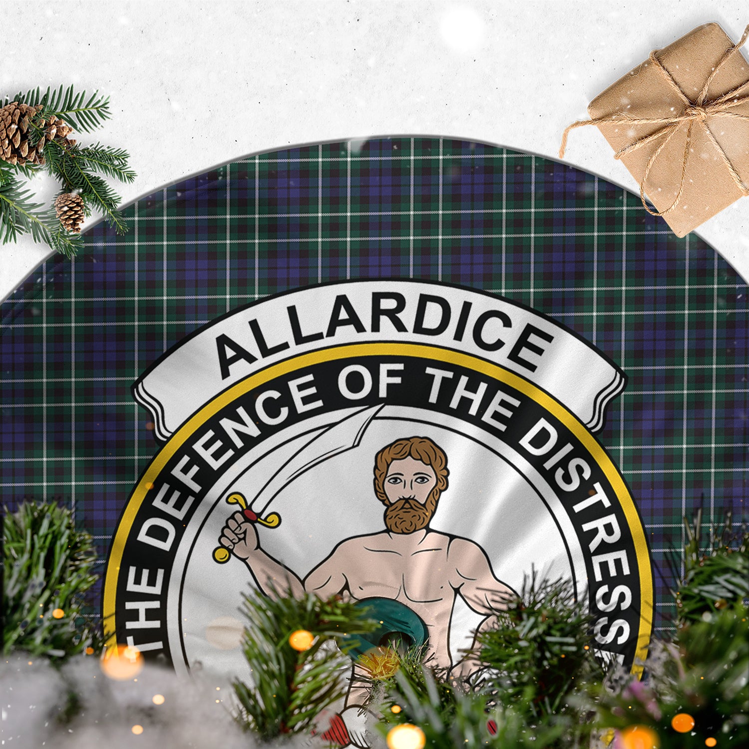 Allardice Tartan Christmas Tree Skirt with Family Crest - Tartanvibesclothing