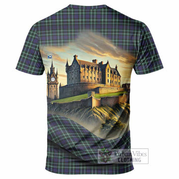 Allardice Tartan Family Crest T-Shirt with Scottish Ancient Castle Style - Tartan Vibes Clothing