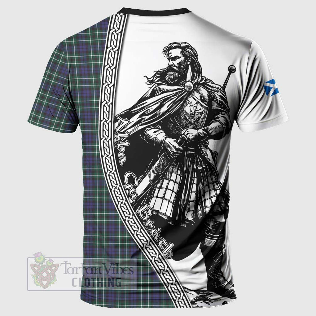 Allardice Tartan Clan Crest T-Shirt with Highlander Warrior Celtic Style - Tartan Vibes Clothing