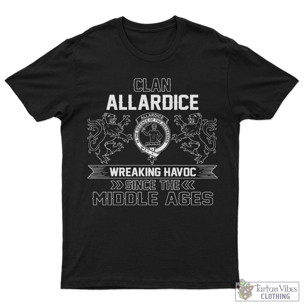 Allardice Family Crest 2D Cotton Men's T-Shirt Wreaking Havoc Style Sapphire - 2D-tartanvibesclothing
