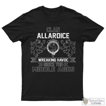 Allardice Family Crest 2D Cotton Men's T-Shirt Wreaking Havoc Style Sapphire - 2D-tartanvibesclothing