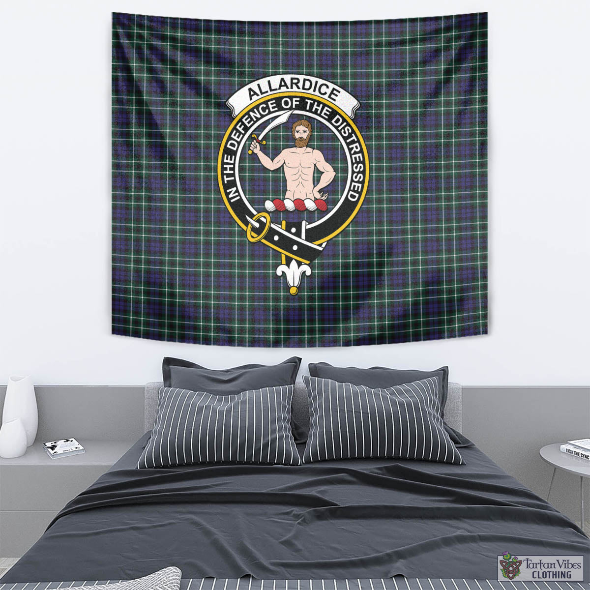 Tartan Vibes Clothing Allardice Tartan Tapestry Wall Hanging and Home Decor for Room with Family Crest