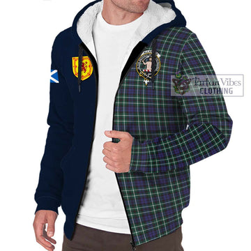 Allardice Tartan Sherpa Hoodie Alba with Scottish Lion Royal Arm Half Style - Tartan Vibes Clothing