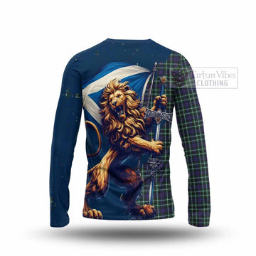 Allardice Tartan Family Crest Long Sleeve T-Shirt with Scottish Majestic Lion - Tartan Vibes Clothing