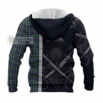 Allardice Tartan Knitted Hoodie with Family Crest Cross Sword Thistle Celtic Vibes - Tartan Vibes Clothing