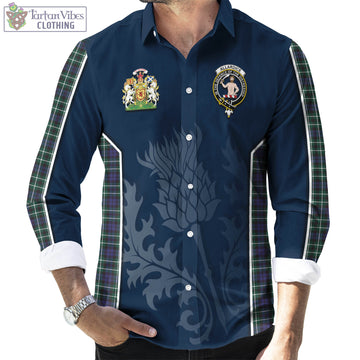 Allardice Tartan Long Sleeve Button Up Shirt with Family Crest and Scottish Thistle Vibes Sport Style