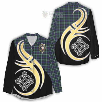 Allardice Tartan Women's Casual Shirt with Family Crest and Celtic Symbol Style - Tartan Vibes Clothing
