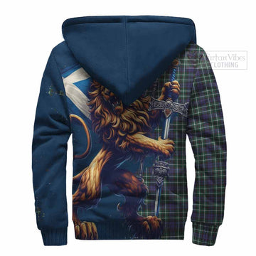 Allardice Tartan Family Crest Sherpa Hoodie with Scottish Majestic Lion - Tartan Vibes Clothing
