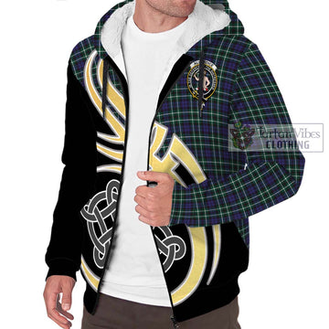 Allardice Tartan Sherpa Hoodie with Family Crest and Celtic Symbol Style - Tartan Vibes Clothing