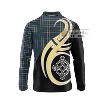 Allardice Tartan Long Sleeve Polo Shirt with Family Crest and Celtic Symbol Style - Tartan Vibes Clothing