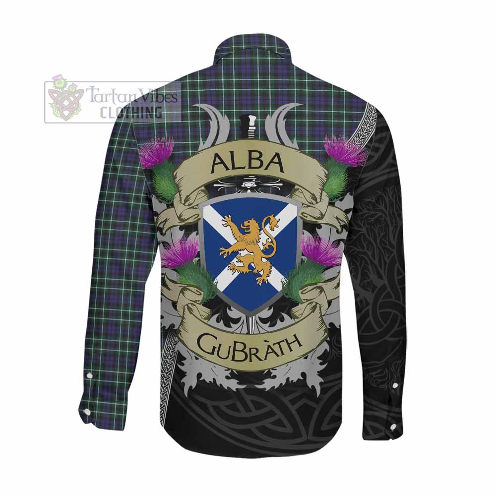 Allardice Tartan Family Crest Long Sleeve Button Shirt Lion Rampant Royal Thistle Shield Celtic Inspired Men's Shirt - Tartan Vibes Clothing