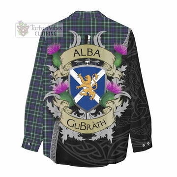 Allardice Tartan Family Crest Women's Casual Shirt Lion Rampant Royal Thistle Shield Celtic Inspired - Tartan Vibes Clothing