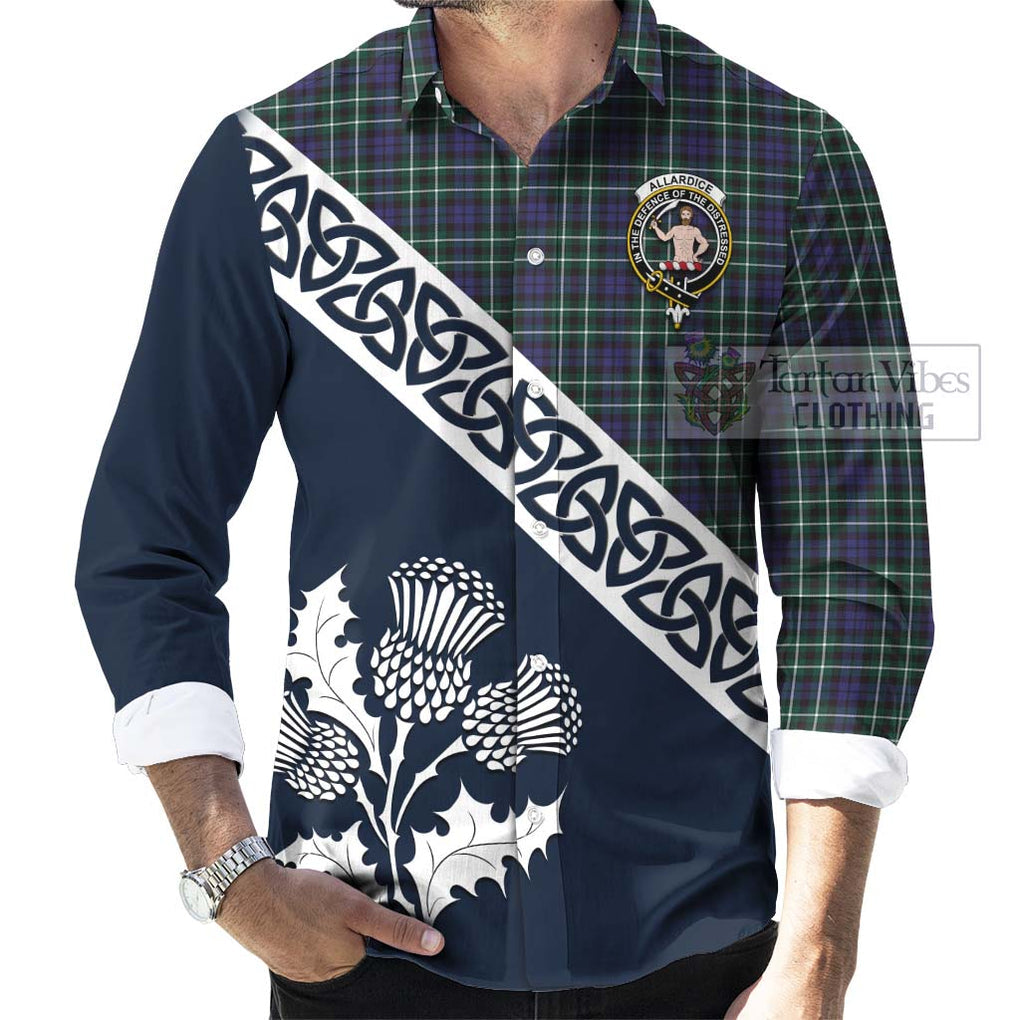 Allardice Tartan Long Sleeve Button Shirt Featuring Thistle and Scotland Map Men's Shirt - Tartan Vibes Clothing