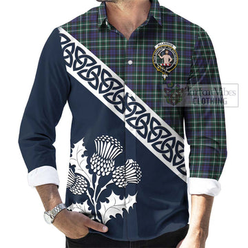 Allardice Tartan Long Sleeve Button Shirt Featuring Thistle and Scotland Map Men's Shirt - Tartan Vibes Clothing