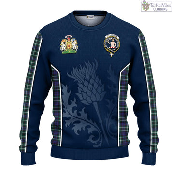 Allardice Tartan Knitted Sweatshirt with Family Crest and Scottish Thistle Vibes Sport Style