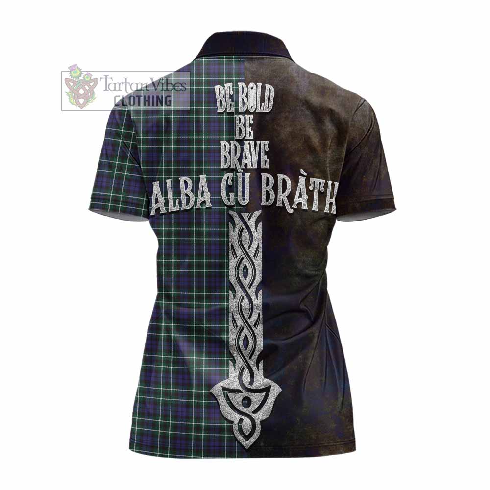 Tartan Vibes Clothing Allardice Tartan Family Crest Women's Polo Shirt Alba Gu Brath Be Brave Lion Ancient Style