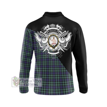 Allardice Tartan Long Sleeve Polo Shirt with Family Crest and Military Logo Style - Tartan Vibes Clothing
