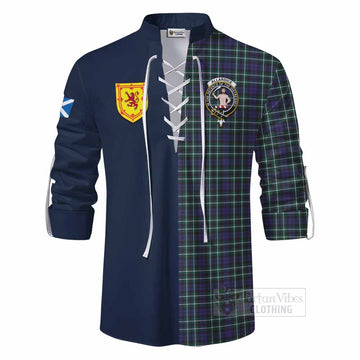 Allardice Tartan Ghillie Kilt Shirt Alba with Scottish Lion Royal Arm Half Style - Tartan Vibes Clothing