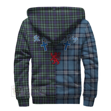 Allardice Tartan Sherpa Hoodie Happy St. Andrew's Day Half Tartan Style - Tartan Vibes Clothing
