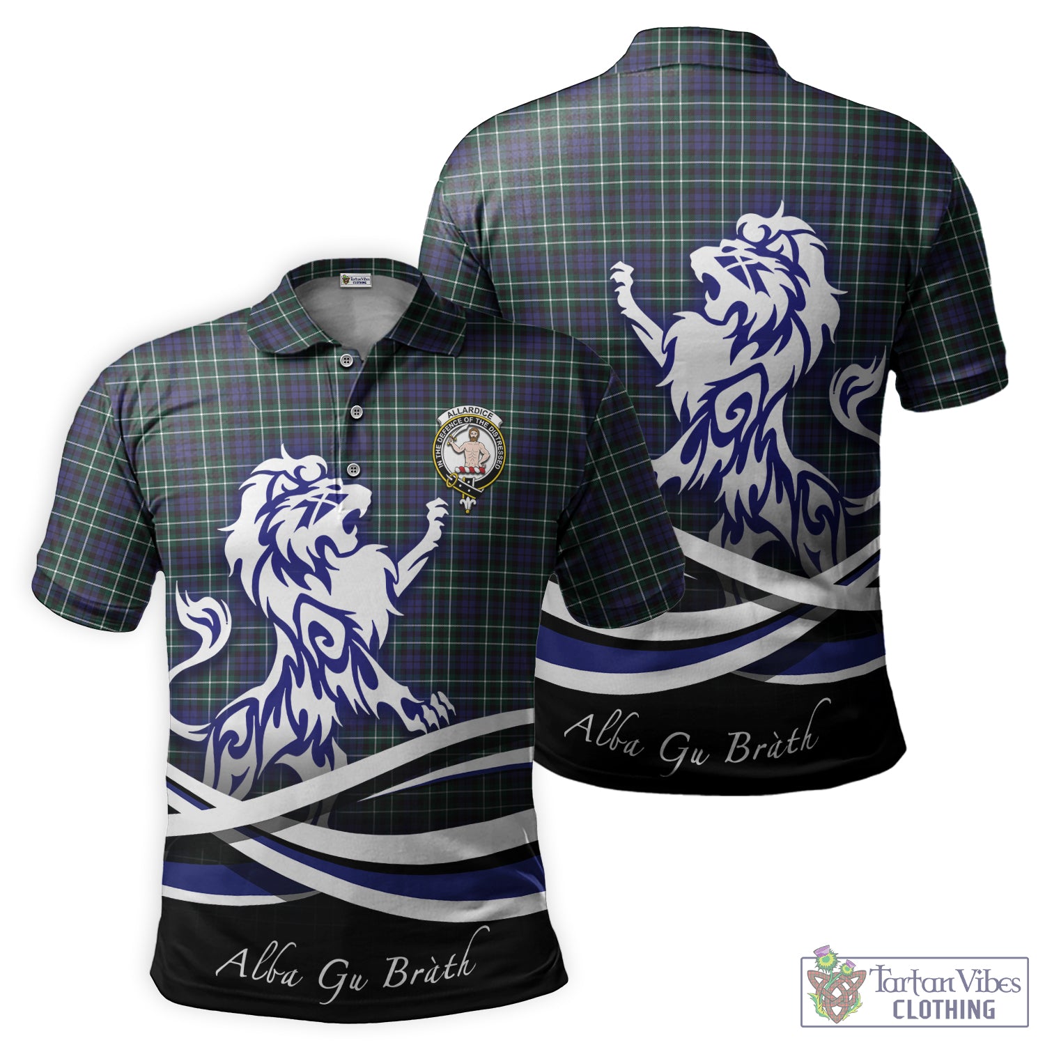 Allardice Tartan Polo Shirt with Alba Gu Brath Regal Lion Emblem - Tartan Vibes Clothing