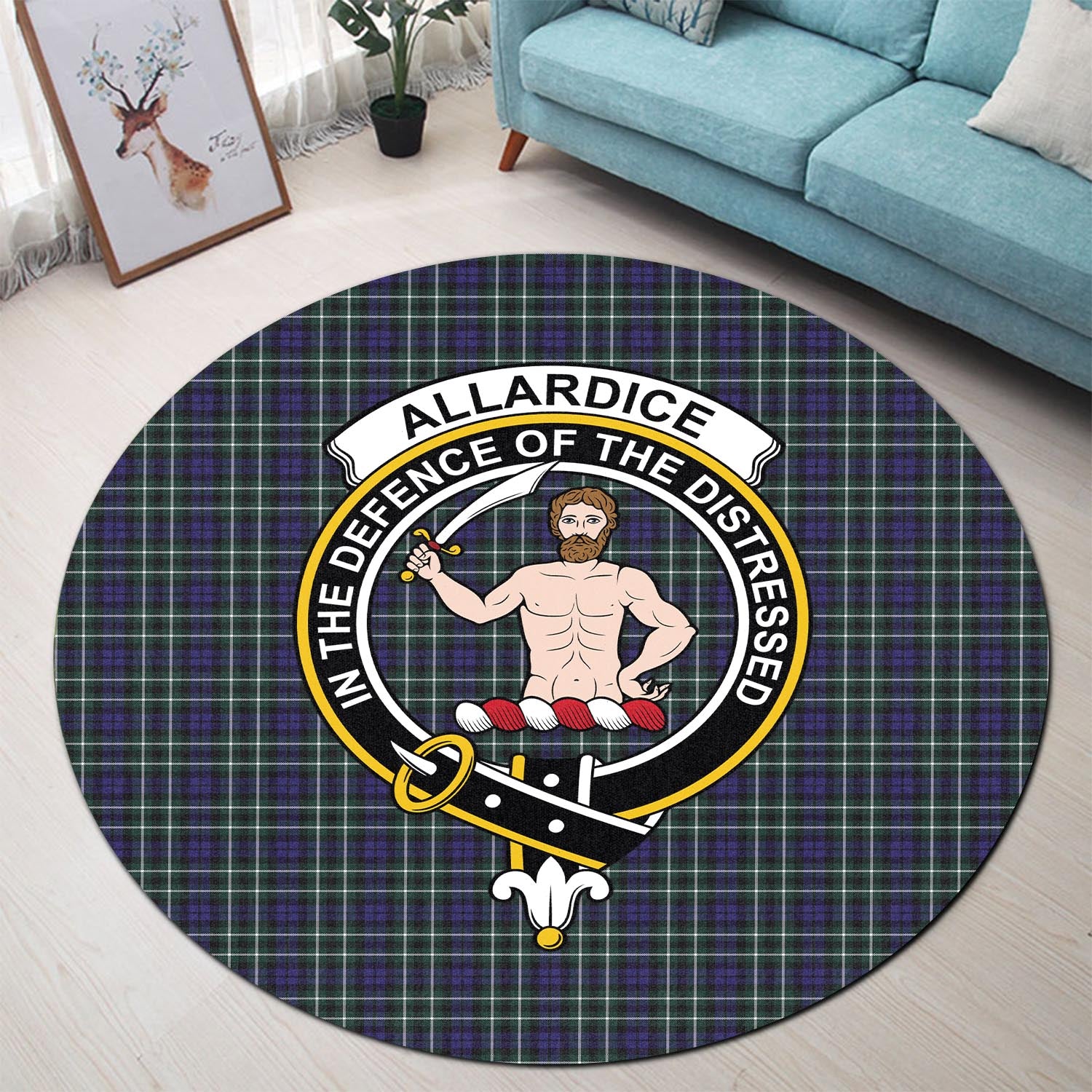 Allardice Tartan Round Rug with Family Crest - Tartanvibesclothing