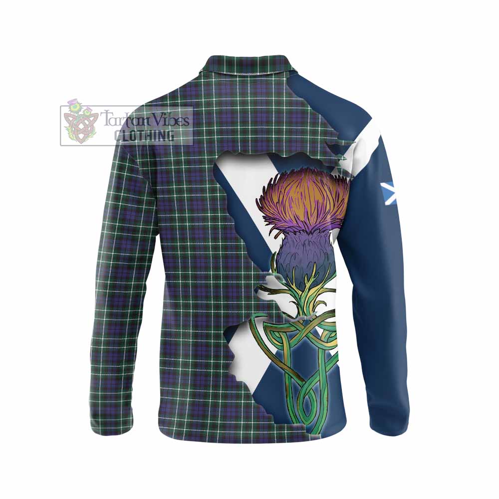 Tartan Vibes Clothing Allardice Tartan Family Crest Long Sleeve Polo Shirt Scottish Thistle Celtic Inspired