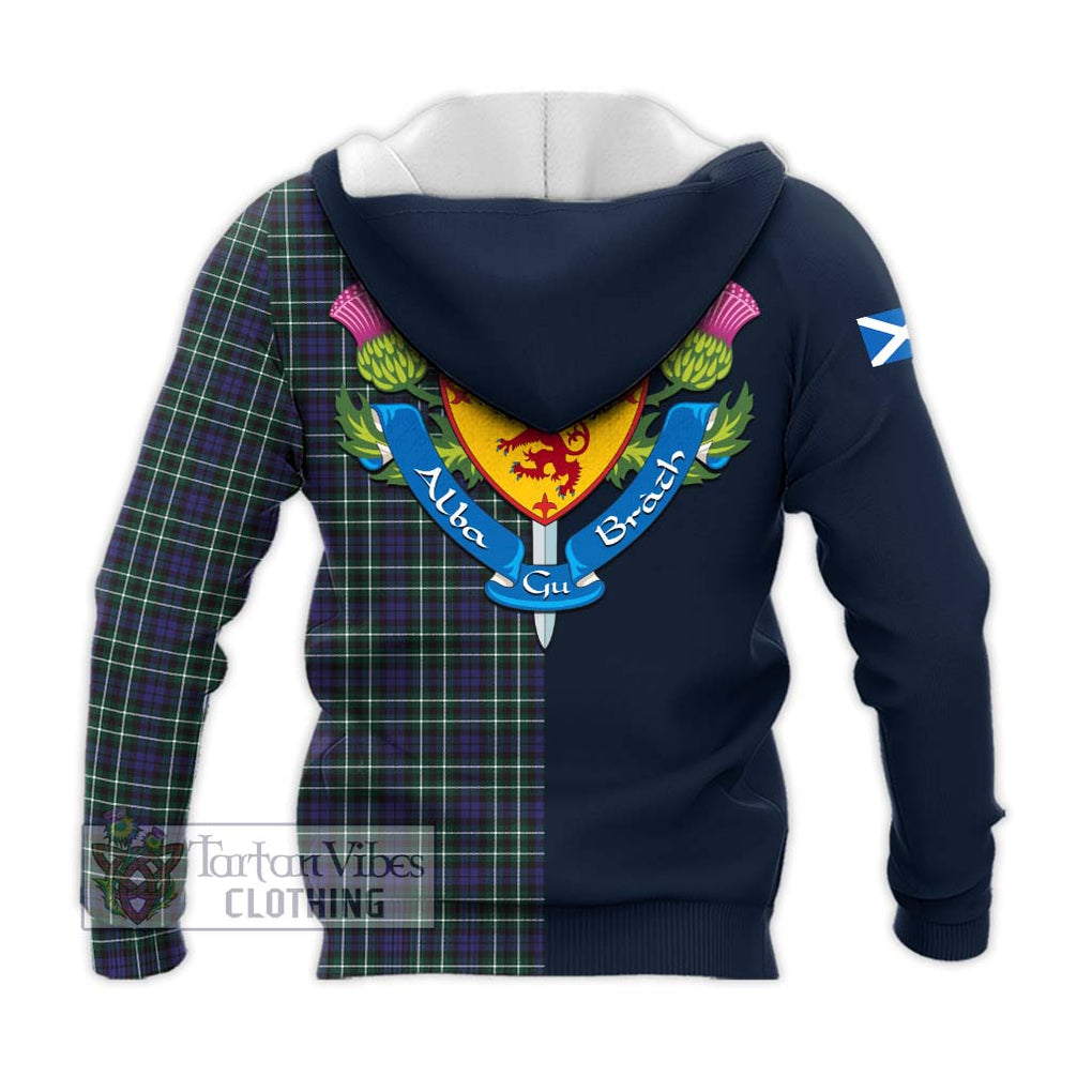 Allardice Tartan Knitted Hoodie Alba with Scottish Lion Royal Arm Half Style - Tartan Vibes Clothing