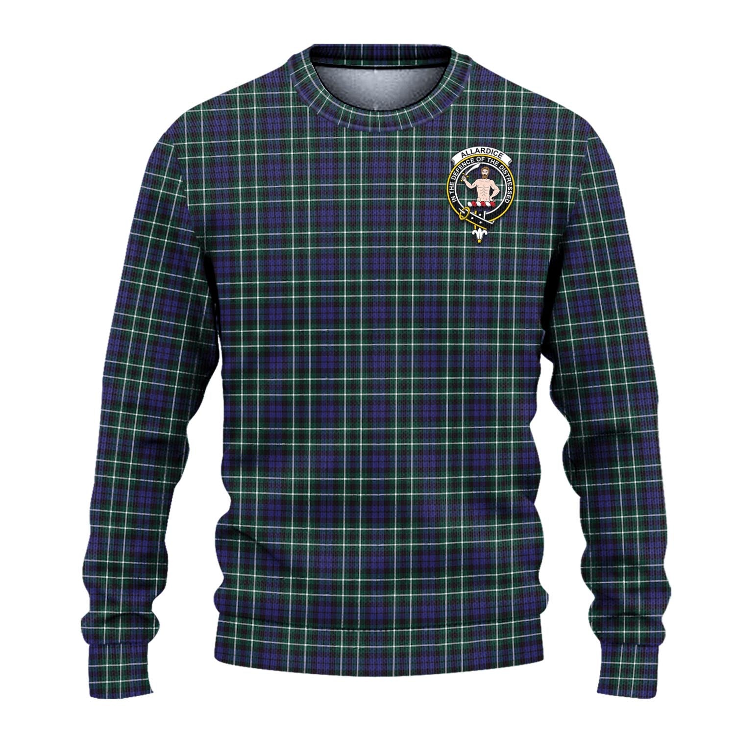 Allardice Tartan Knitted Sweater with Family Crest - Tartanvibesclothing