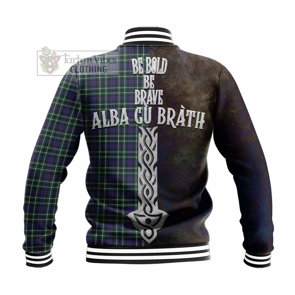 Tartan Vibes Clothing Allardice Tartan Family Crest Baseball Jacket Alba Gu Brath Be Brave Lion Ancient Style