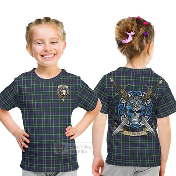 Allardice Tartan Kid T-Shirt with Family Crest Celtic Skull Style - Tartan Vibes Clothing