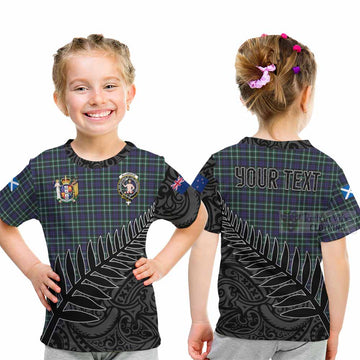 Allardice Crest Tartan Kid T-Shirt with New Zealand Silver Fern Half Style - Tartan Vibes Clothing