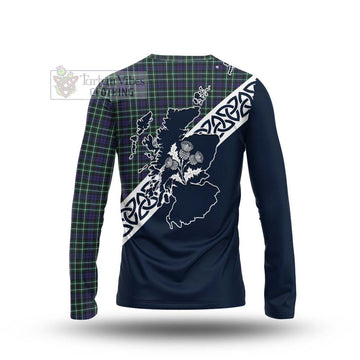Allardice Tartan Long Sleeve T-Shirt Featuring Thistle and Scotland Map - Tartan Vibes Clothing
