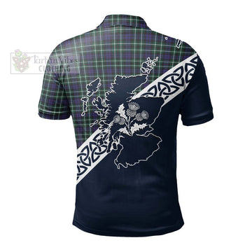 Allardice Tartan Polo Shirt Featuring Thistle and Scotland Map - Tartanvibesclothing Store