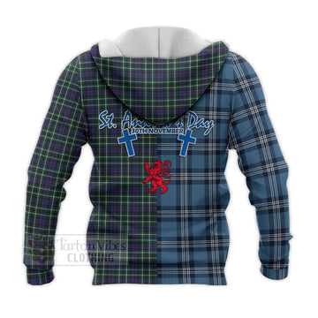 Allardice Tartan Knitted Hoodie Happy St. Andrew's Day Half Tartan Style - Tartan Vibes Clothing