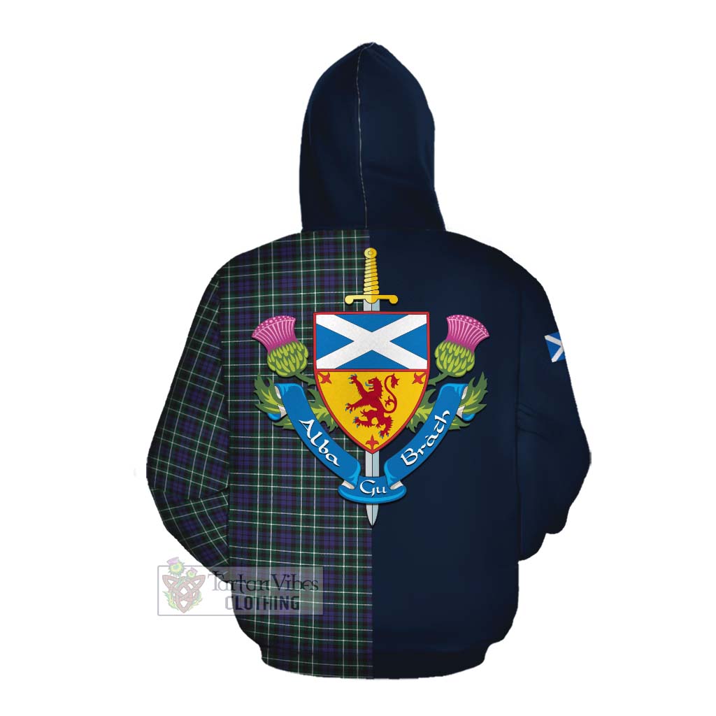 Tartan Vibes Clothing Allardice Tartan Cotton Hoodie Alba with Scottish Lion Royal Arm Half Style