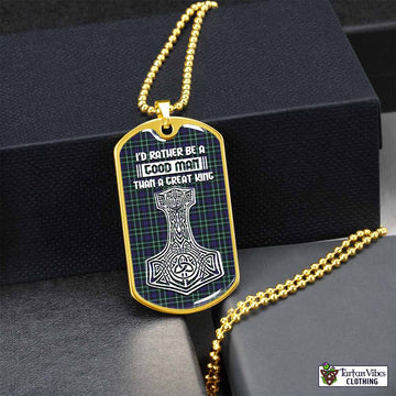 Tartan Vibes Clothing Allardice Tartan Dog Tag Necklace Viking Mjolnir Style