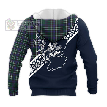 Allardice Tartan Knitted Hoodie Featuring Thistle and Scotland Map - Tartan Vibes Clothing