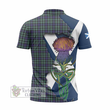Tartan Vibes Clothing Allardice Tartan Family Crest Zipper Polo Shirt Scottish Thistle Celtic Inspired