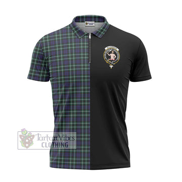 Allardice Tartan Zipper Polo Shirt with Family Crest and Half Of Me Style - Tartan Vibes Clothing