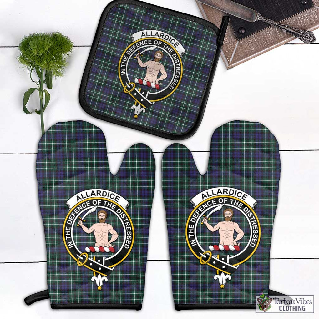 Allardice Tartan Combo Oven Mitt & Pot-Holder with Family Crest Combo 1 Oven Mitt & 1 Pot-Holder Black - Tartan Vibes Clothing