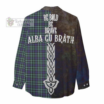 Allardice Tartan Family Crest Women's Casual Shirt Alba Gu Brath Be Brave Lion Ancient Style