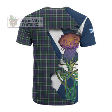 Allardice Tartan Family Crest Cotton T-shirt Scottish Thistle Celtic Inspired