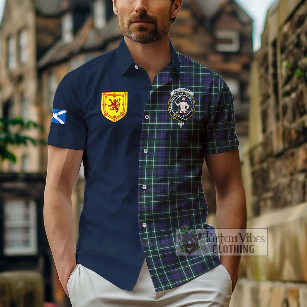 Allardice Tartan Hawaiian Shirt Alba with Scottish Lion Royal Arm Half Style - Tartan Vibes Clothing
