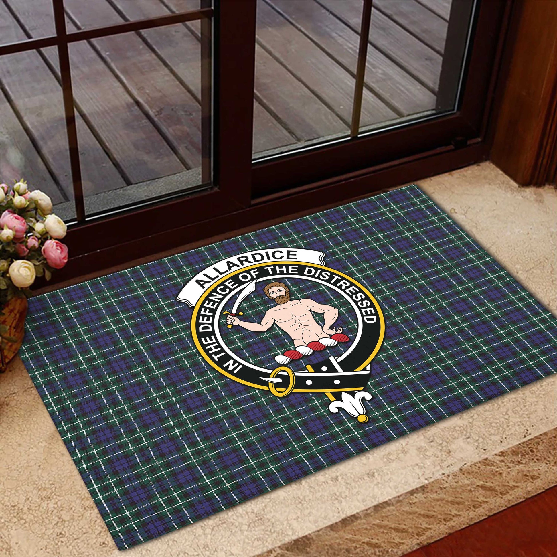 Allardice Tartan Door Mat with Family Crest - Tartanvibesclothing
