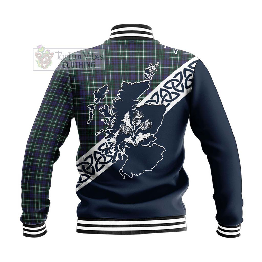 Allardice Tartan Baseball Jacket Featuring Thistle and Scotland Map - Tartan Vibes Clothing