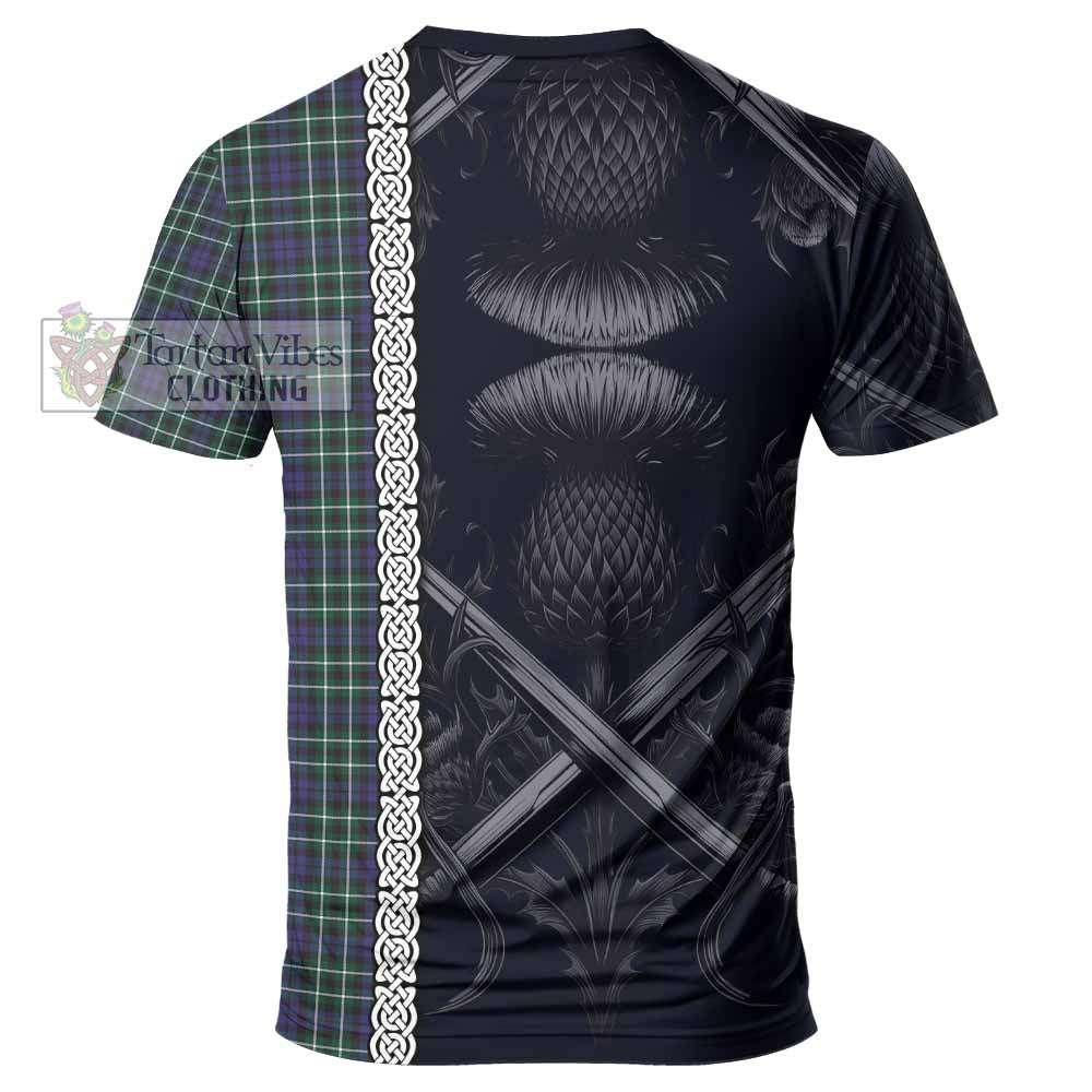Allardice Tartan T-Shirt with Family Crest Cross Sword Thistle Celtic Vibes - Tartan Vibes Clothing
