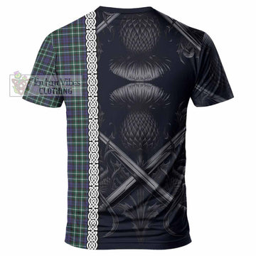 Allardice Tartan T-Shirt with Family Crest Cross Sword Thistle Celtic Vibes - Tartan Vibes Clothing
