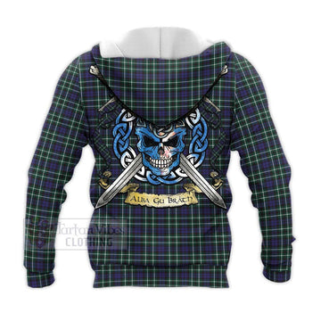 Allardice Tartan Knitted Hoodie with Family Crest Celtic Skull Style - Tartan Vibes Clothing